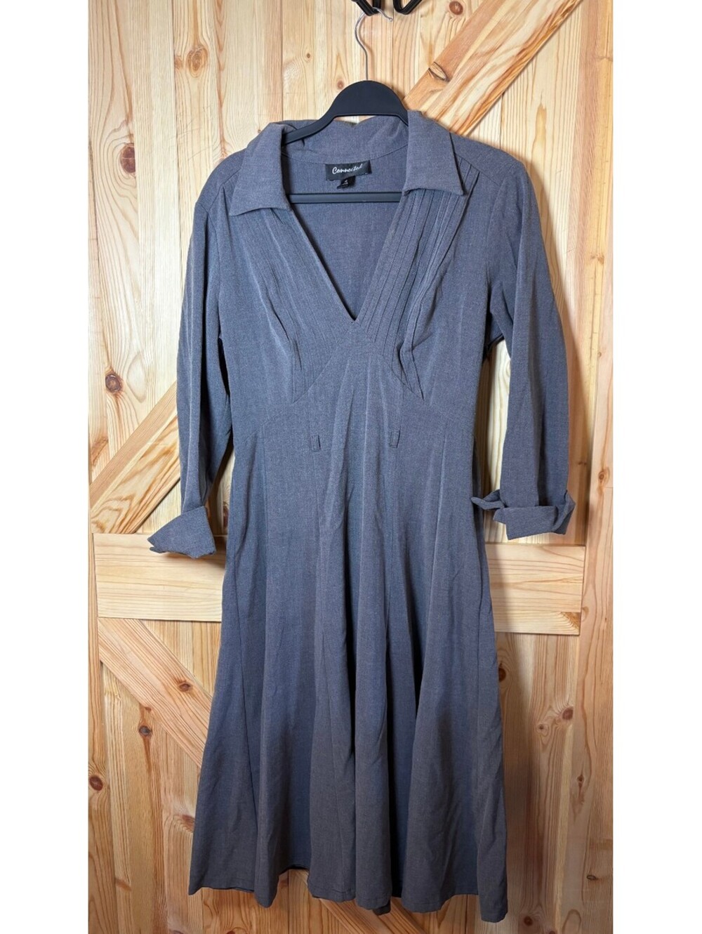 Connected Gray Long Sleeve Midi Dress Size 10